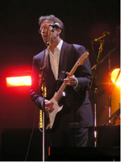 Eric Clapton at the Tsunami Relief concert in Cardiff's Millennium Stadium, 22 January 2005